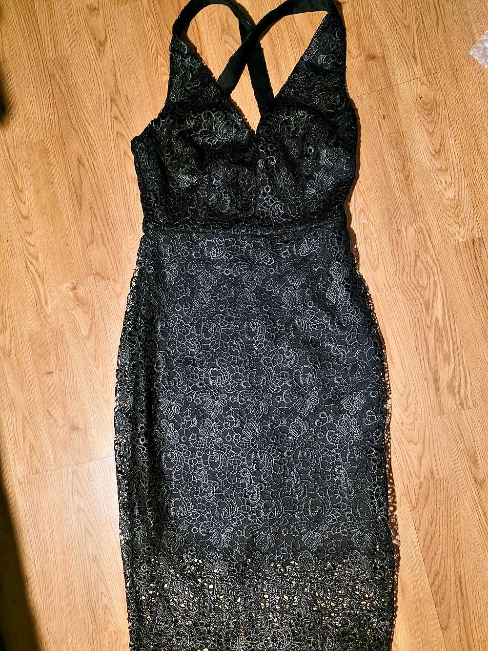 GUESS black lace bodycon midi dress